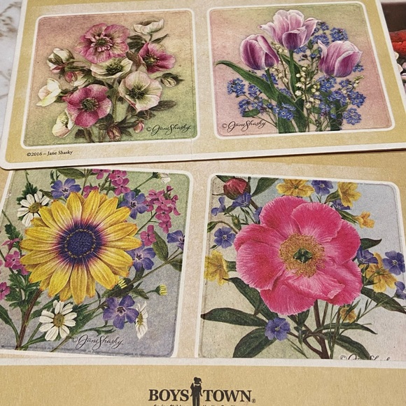 Boys Town Wild Wings Chipboard Drink Coasters 2014 Song Birds/Flowers Set Of 12 - Picture 2 of 8